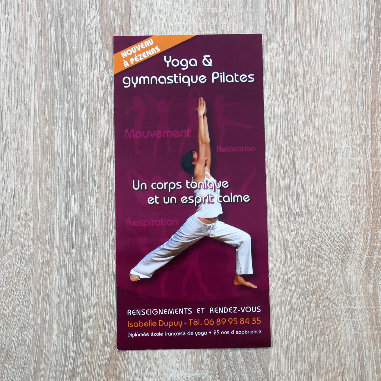 création graphique Flyer Yoga Isabelle Dupuy à Pézenas